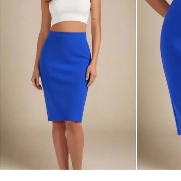 Amanda & Chelsea Vibrant Blue Pencil Skirt - Picture 1 of 9